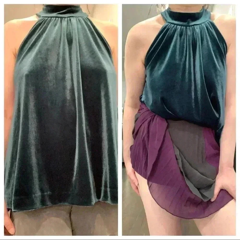 French Connection Sz S Aurore Mock Neck Velvet top
